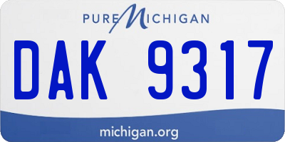 MI license plate DAK9317