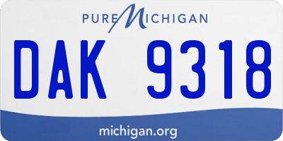 MI license plate DAK9318