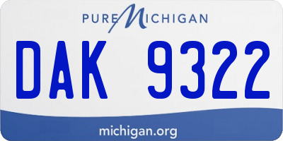 MI license plate DAK9322