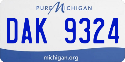 MI license plate DAK9324