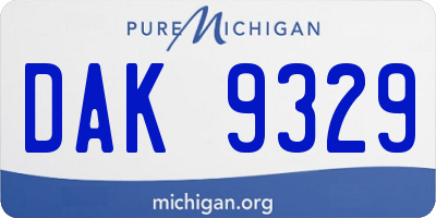 MI license plate DAK9329