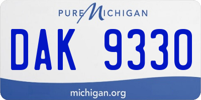 MI license plate DAK9330