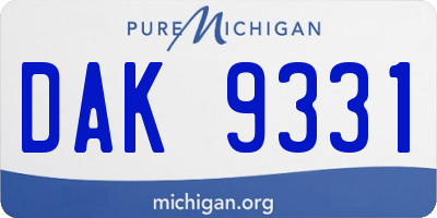 MI license plate DAK9331