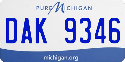 MI license plate DAK9346
