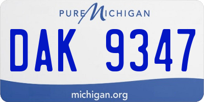MI license plate DAK9347