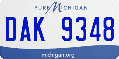 MI license plate DAK9348