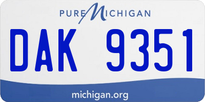 MI license plate DAK9351