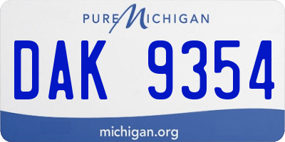 MI license plate DAK9354