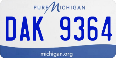 MI license plate DAK9364
