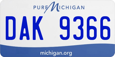 MI license plate DAK9366