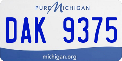 MI license plate DAK9375