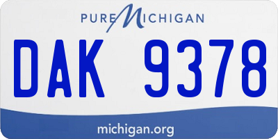 MI license plate DAK9378