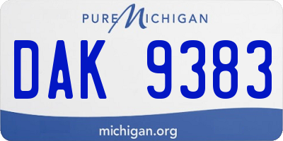 MI license plate DAK9383