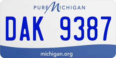 MI license plate DAK9387