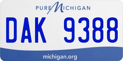 MI license plate DAK9388