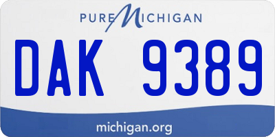 MI license plate DAK9389
