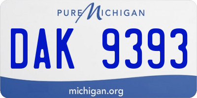 MI license plate DAK9393