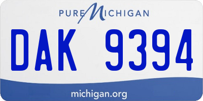 MI license plate DAK9394