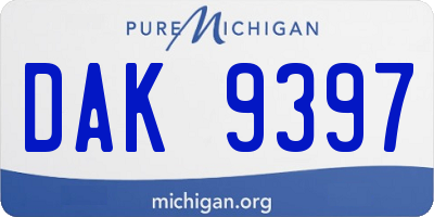 MI license plate DAK9397