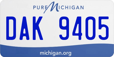 MI license plate DAK9405