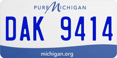 MI license plate DAK9414