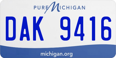 MI license plate DAK9416
