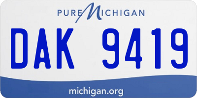 MI license plate DAK9419