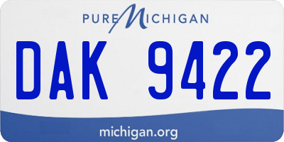 MI license plate DAK9422
