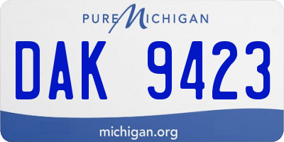 MI license plate DAK9423