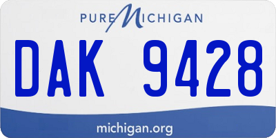MI license plate DAK9428