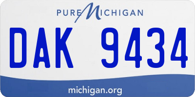 MI license plate DAK9434