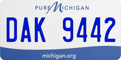 MI license plate DAK9442