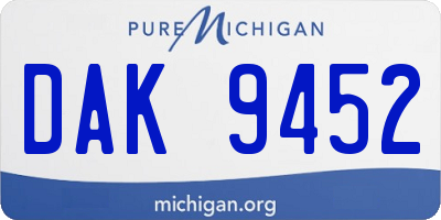 MI license plate DAK9452