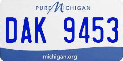 MI license plate DAK9453