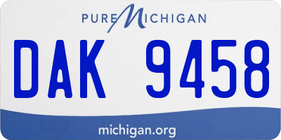 MI license plate DAK9458