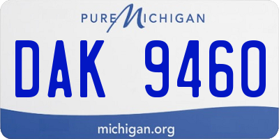 MI license plate DAK9460