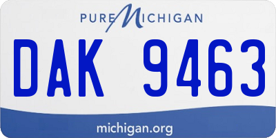 MI license plate DAK9463