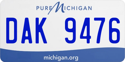 MI license plate DAK9476
