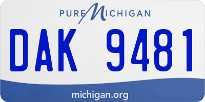 MI license plate DAK9481