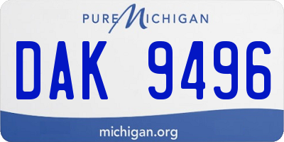 MI license plate DAK9496