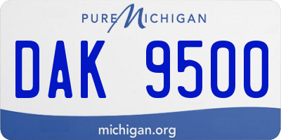 MI license plate DAK9500