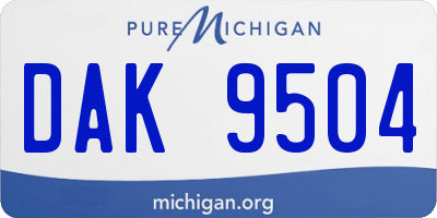 MI license plate DAK9504