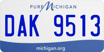 MI license plate DAK9513