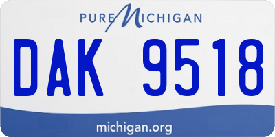 MI license plate DAK9518