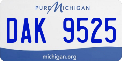 MI license plate DAK9525