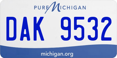 MI license plate DAK9532