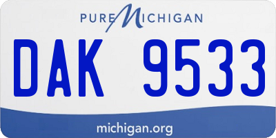 MI license plate DAK9533