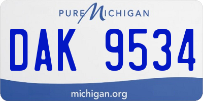MI license plate DAK9534