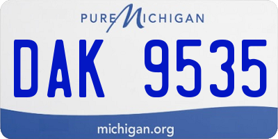 MI license plate DAK9535