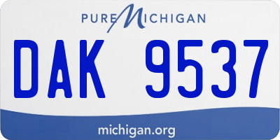 MI license plate DAK9537